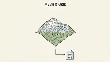 فرمتهای داده در GIS ، مقایسه کامل ساختارها و کاربردها 7 فرمتهای شبکهای و توری (Mesh & Grid Formats)