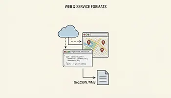 فرمتهای داده در GIS ، مقایسه کامل ساختارها و کاربردها 9 فرمتهای مبتنی بر وب و خدمات مکانی (Web & Service-Based Formats)