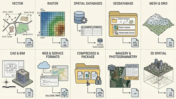 فرمت‌های داده در GIS ، مقایسه کامل ساختارها و کاربردها