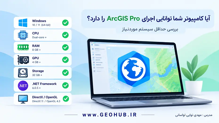 آیا کامپیوتر شما توانایی اجرای ArcGIS Pro را دارد ؟ بررسی حداقل سیستم مورد نیاز 13 آیا کامپیوتر شما توانایی اجرای ArcGIS Pro را دارد ؟ سخت افزار مورد نیاز ArcGIS Pro